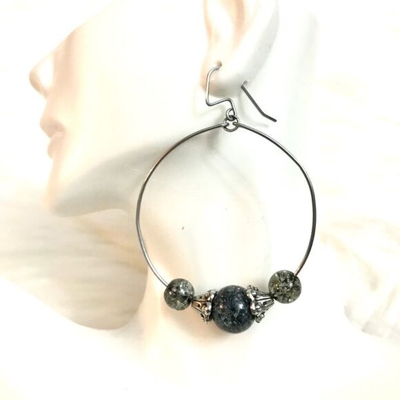 Beaded Hoop Earrings  - Picture 1 of 2